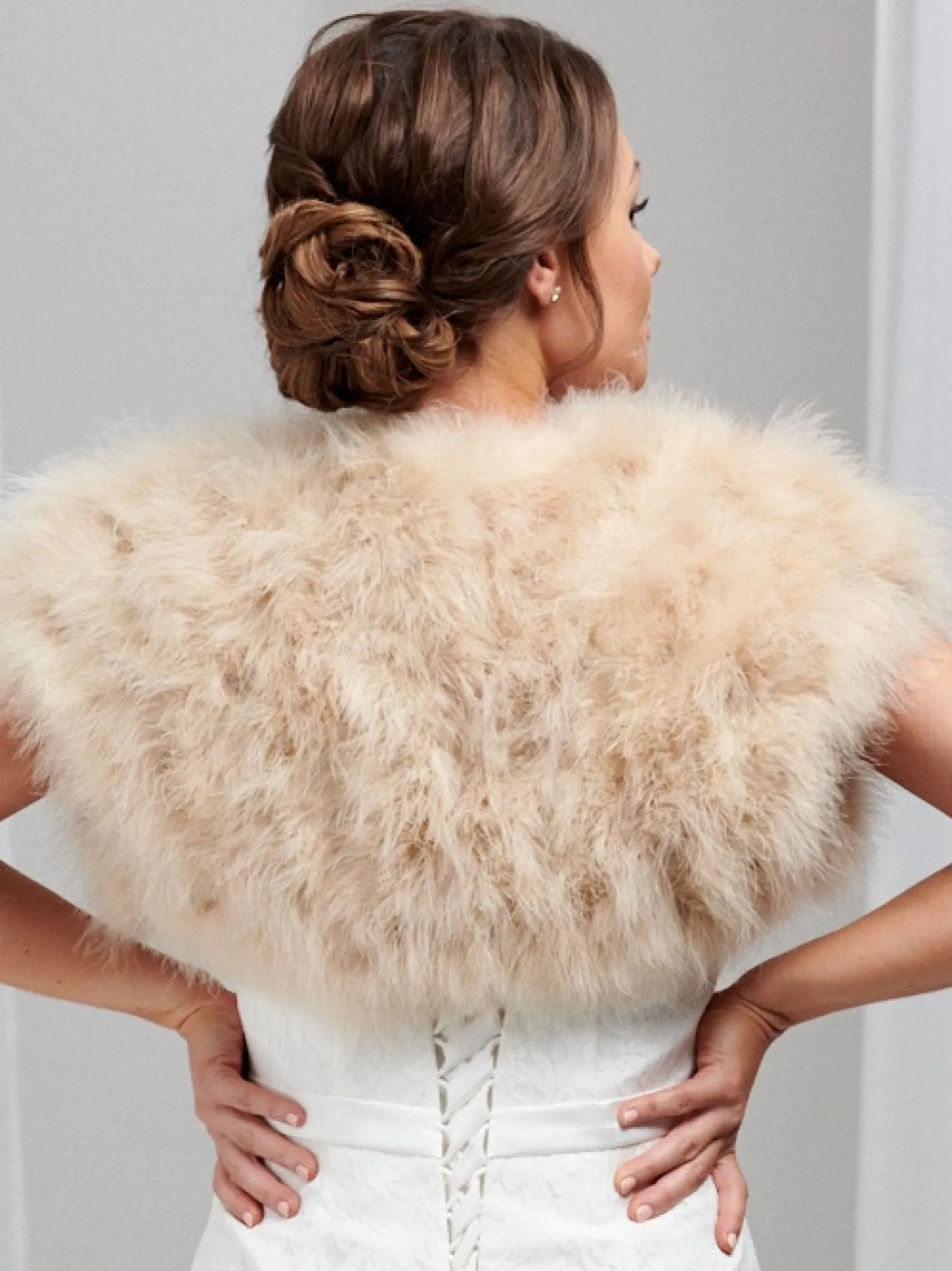 Beverly Hills Sophia Champagner Feder-Brautbolero* Federstolen & Umhänge | Boleros Und Jacken Für Hochzeiten