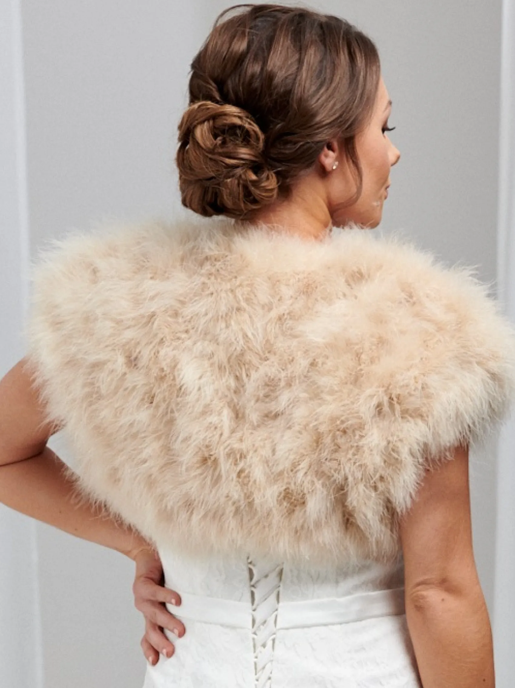 Beverly Hills Sophia Champagner Feder-Brautbolero* Federstolen & Umhänge | Boleros Und Jacken Für Hochzeiten