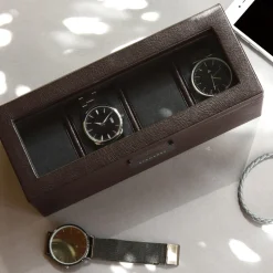 Stackers Braunes 4-teiliges Uhrenetui* Geschenke Für Den Bräutigam | Uhrenboxen