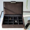 Stackers Manschettenknopf-Box aus braunem Kunstleder*Herren Schmuckschatullen Für Herren | Geschenke Für Den Bräutigam