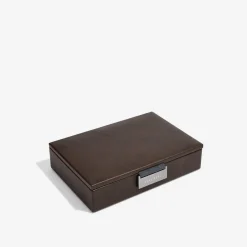 Stackers Manschettenknopf-Box aus braunem Kunstleder*Herren Schmuckschatullen Für Herren | Geschenke Für Den Bräutigam