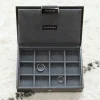 Stackers Schwarze Manschettenknopf-Box aus Kunstleder*Herren Schmuckschatullen Für Herren | Geschenke Für Den Bräutigam