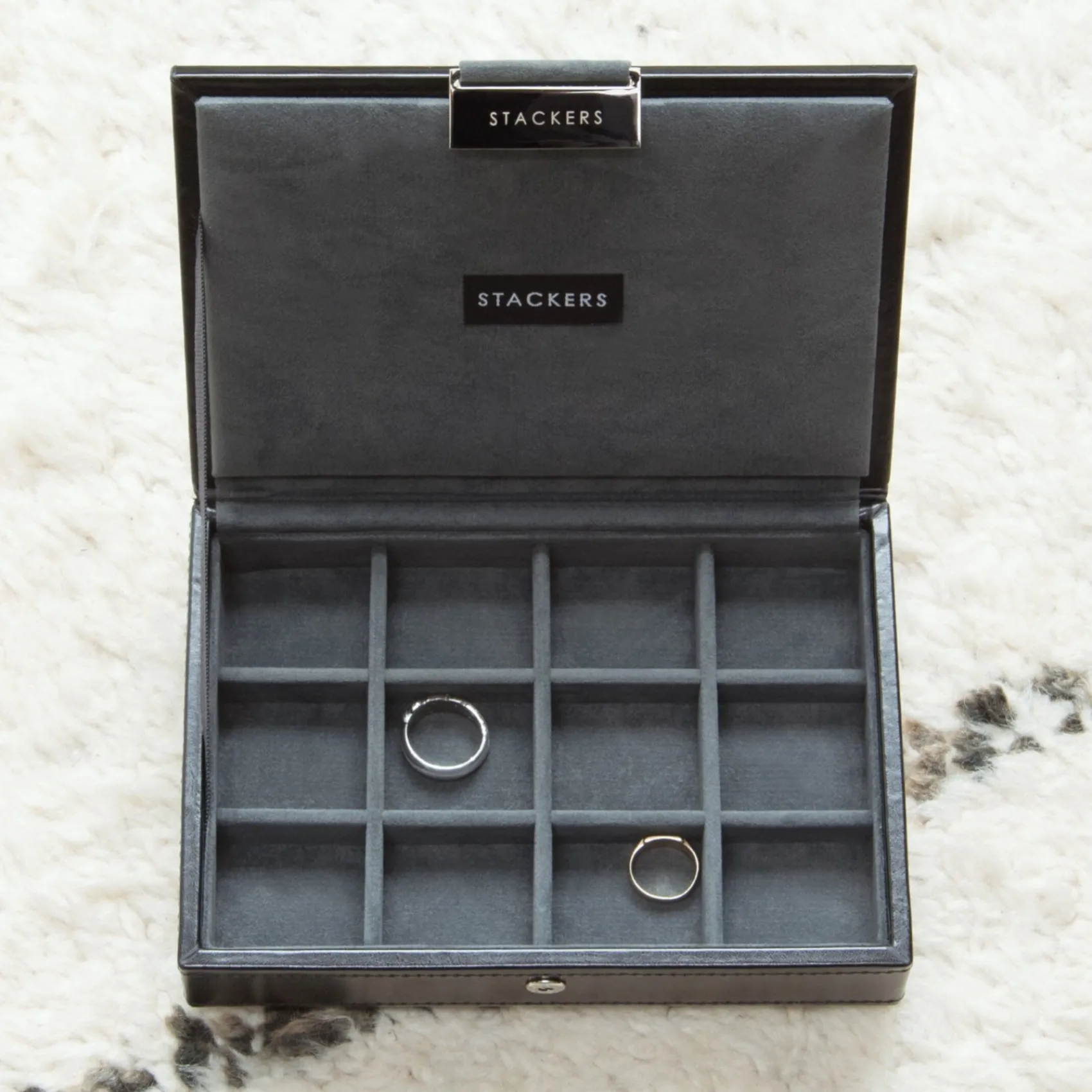 Stackers Schwarze Manschettenknopf-Box aus Kunstleder*Herren Schmuckschatullen Für Herren | Geschenke Für Den Bräutigam
