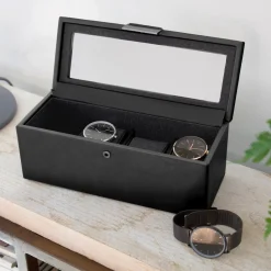Stackers Schwarze 4-teilige Uhrenbox* Geschenke Für Den Bräutigam | Uhrenboxen