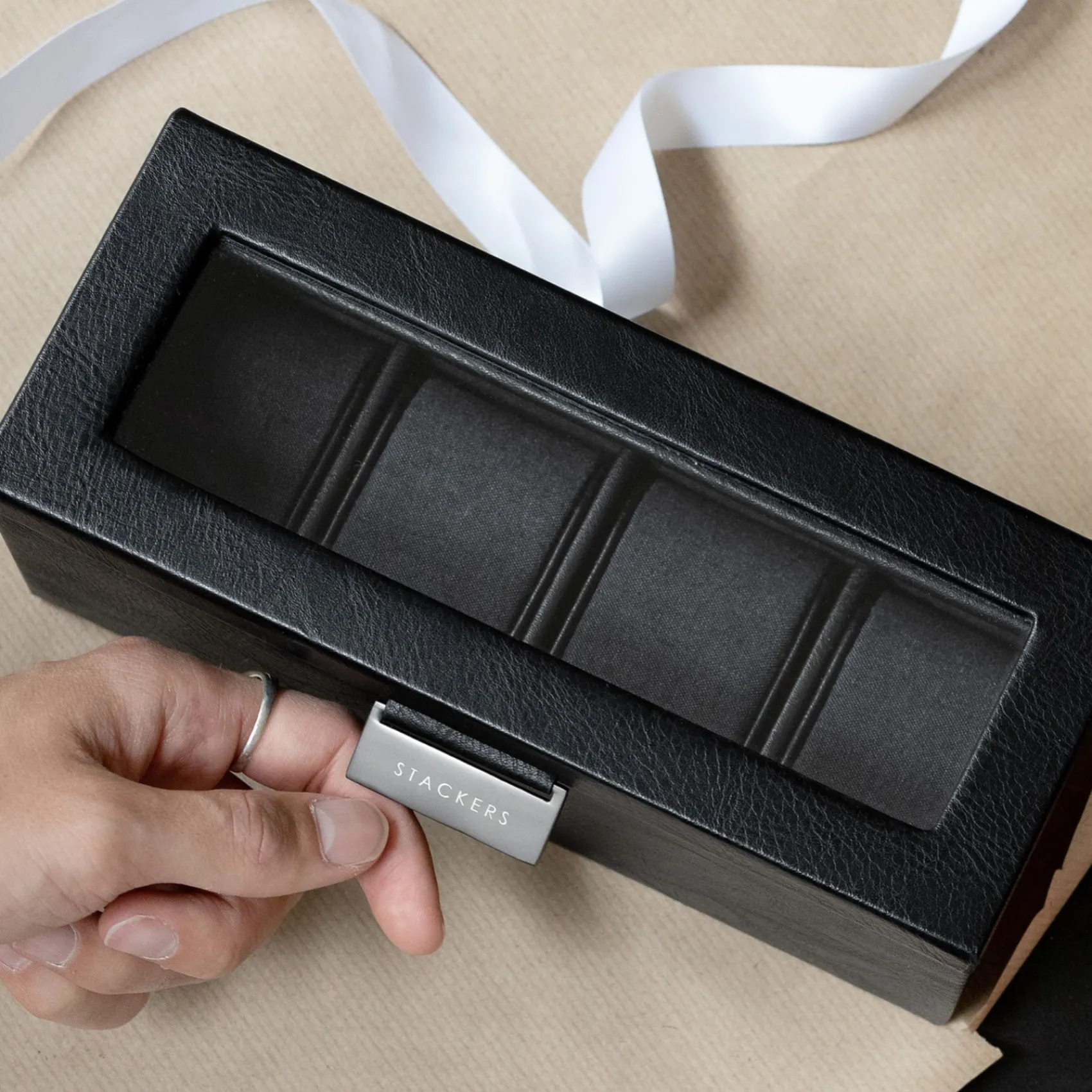 Stackers Schwarze 4-teilige Uhrenbox* Geschenke Für Den Bräutigam | Uhrenboxen