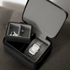 Stackers Schwarze Uhr und Manschettenknopf-Box* Geschenke Für Den Bräutigam | Uhrenboxen