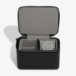 Stackers Schwarze Uhr und Manschettenknopf-Box* Geschenke Für Den Bräutigam | Uhrenboxen