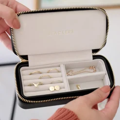 Stackers Schwarzes Reise-Schmuckkästchen mit Reißverschluss* Geschenke Für Die Mutter Des Bräutigams | Geschenke Für Die Mutter Der Braut