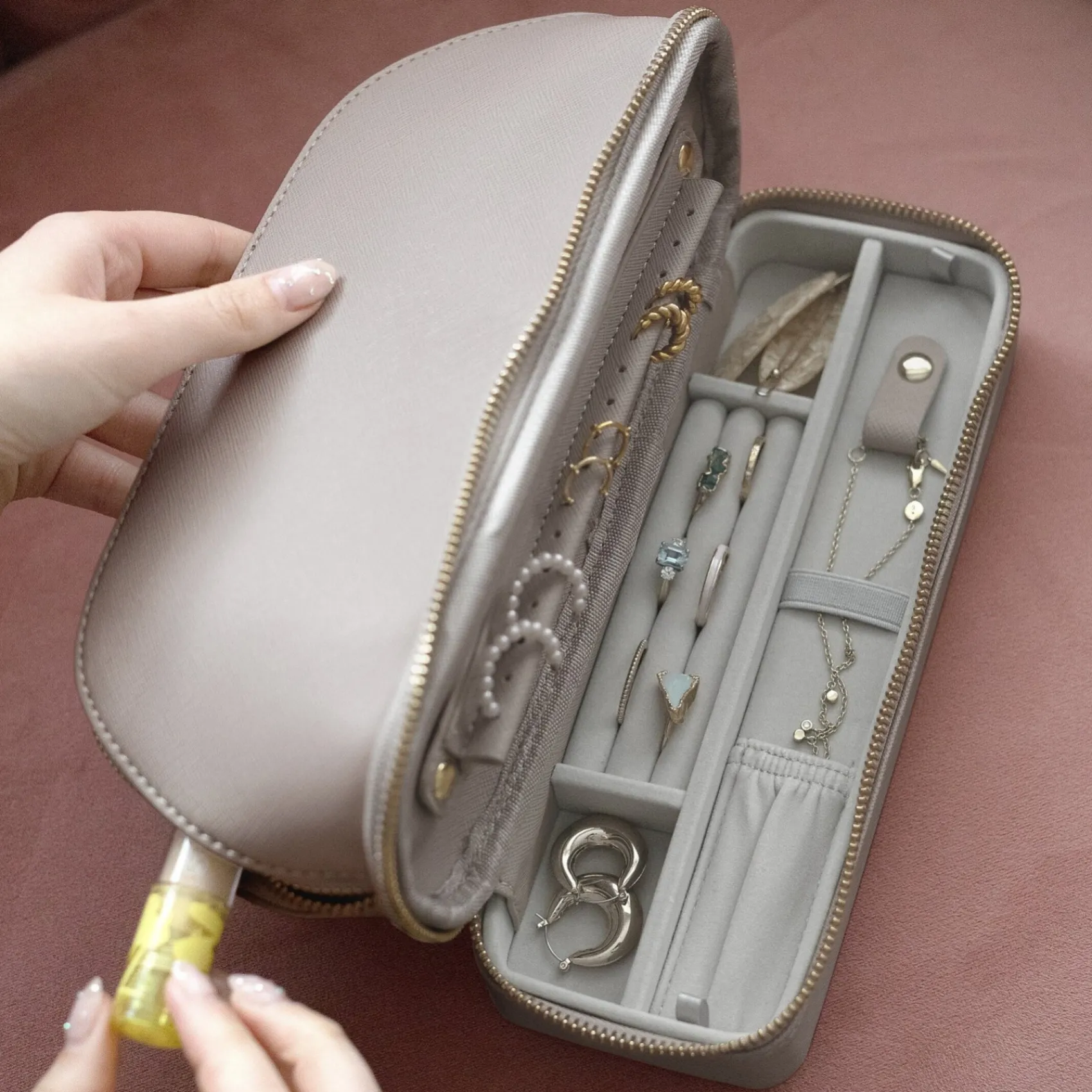 Stackers Taupe Kosmetiktasche und Schmucktasche* Flitterwochengeschenke | Geschenke Für Brautjungfern