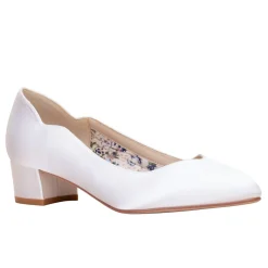 Perfect Bridal Sutton Elfenbein Einfärbbarer Satin Niedriger Blockabsatz Pumps (Weite Passform)* Schuhe Für Die Mutter Der Braut | Hochzeitsschuhe