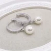 Lace & Favour Tahiti Silber Perle Tropfen Kristall Huggie Hoop Ohrringe* Geschenke Für Brautjungfern | Geschenke Für Die Braut