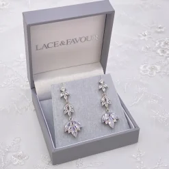 Lace & Favour Tansania Cubic Zirkonia Tropfen-Ohrringe* Silberner Abschlussball-schmuck | Abschlussball-ohrringe