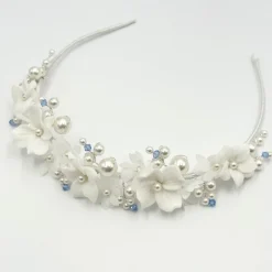 Beads & Beyond Tiffany Perle und heller Saphir Kristall Floral Tiara* Etwas Blaue Geschenke | Geschenke Für Die Braut