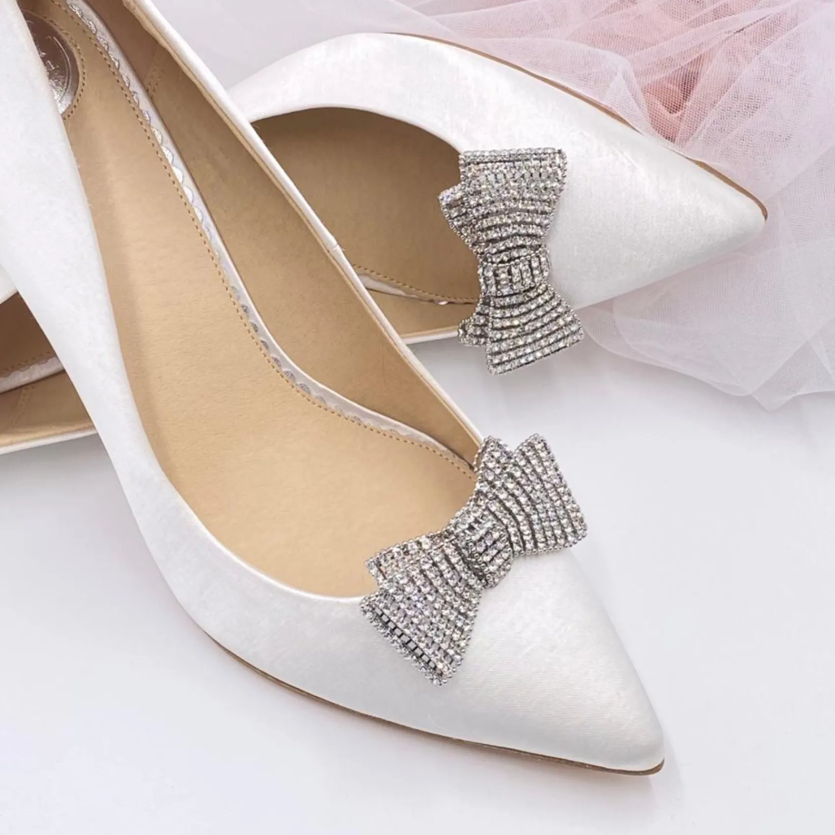 Lace & Favour Tiffany Silber Diamante Bogen Schuh Clips* Geschenke Für Die Braut | Schuhclips