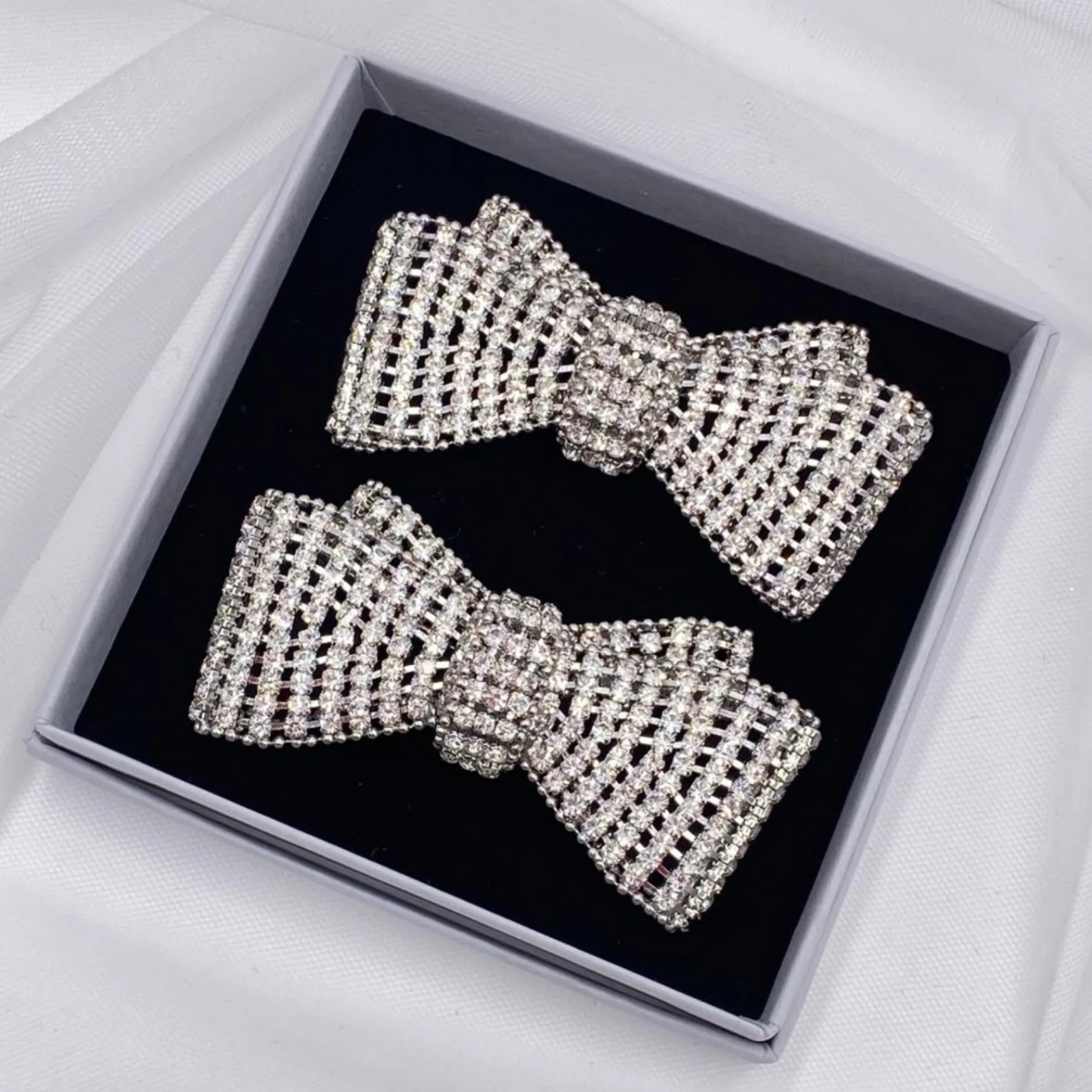 Lace & Favour Tiffany Silber Diamante Bogen Schuh Clips* Geschenke Für Die Braut | Schuhclips