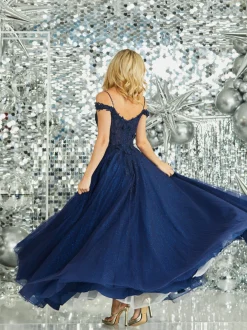 Tiffanys Prom Tiffanys Roxy Navy Abschlussballkleid* Tiffanys Illusion Prom Kleider | Marineblaue Ballkleider