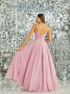 Tiffanys Prom Tiffanys Serenity Rose Rosa Floral A Line Ballkleid* Tiffanys Illusion Prom Kleider | Rosa Ballkleider