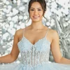 Tiffanys Prom Tiffanys Skye Blassblaues glitzerndes gerafftes Ballkleid mit geblümtem Mieder* Tiffanys Illusion Prom Kleider | Hellblaue Ballkleider