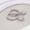 Lace & Favour Tobago Silber Crystal verschönert Huggie Hoop Ohrringe* Silberner Abschlussball-schmuck | Abschlussball-ohrringe