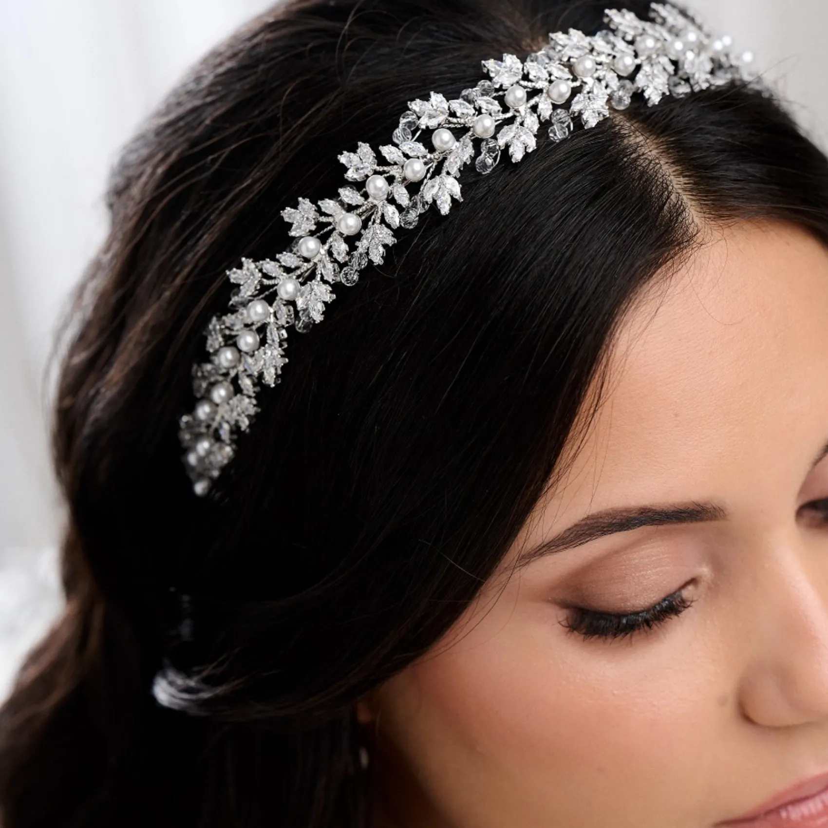 Lace & Favour Toskana Kristall-Blätter und Perlen Hochzeit Stirnband* Abschlussball-haarbänder & Tiaras | Haarschmuck Aus Kristall