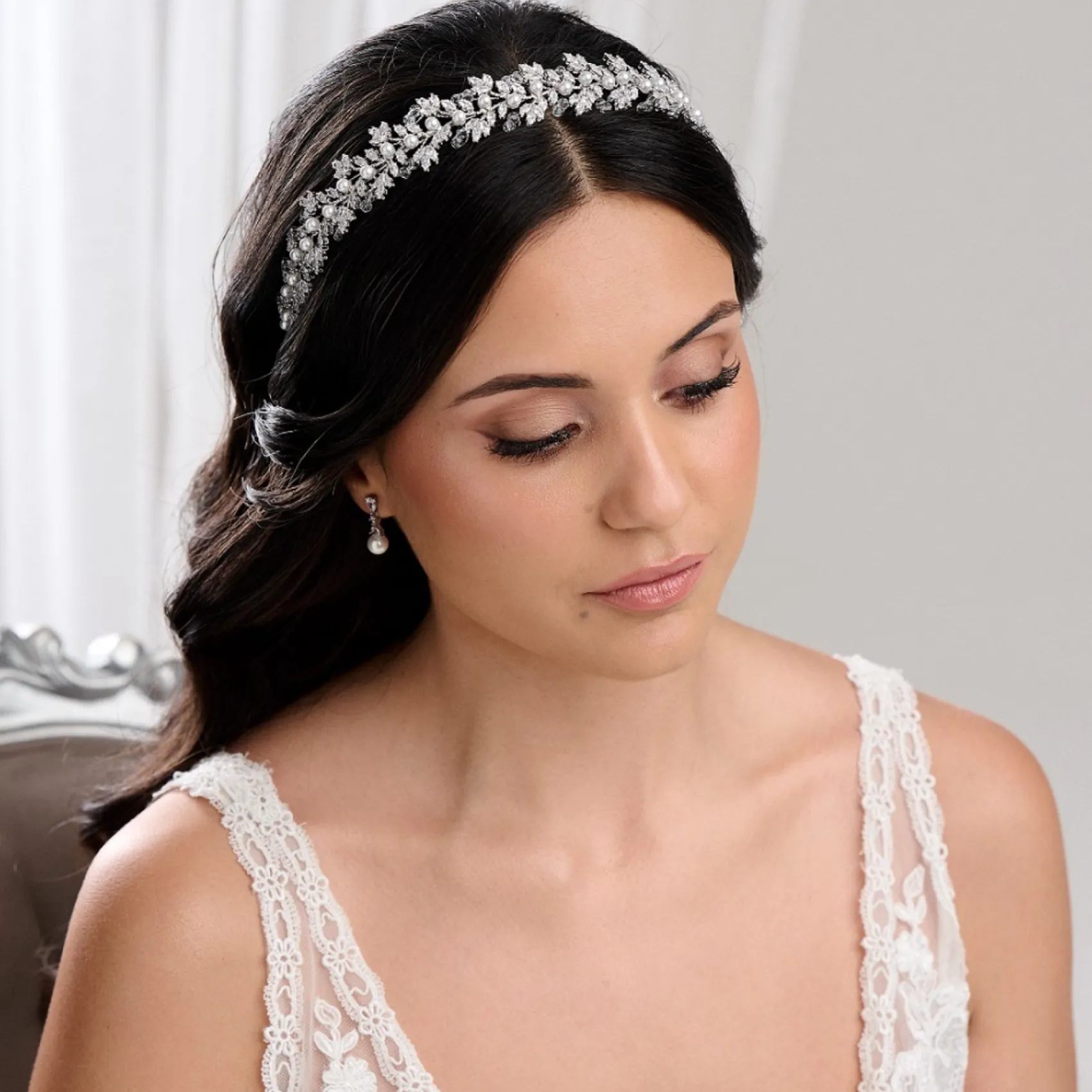 Lace & Favour Toskana Kristall-Blätter und Perlen Hochzeit Stirnband* Abschlussball-haarbänder & Tiaras | Haarschmuck Aus Kristall