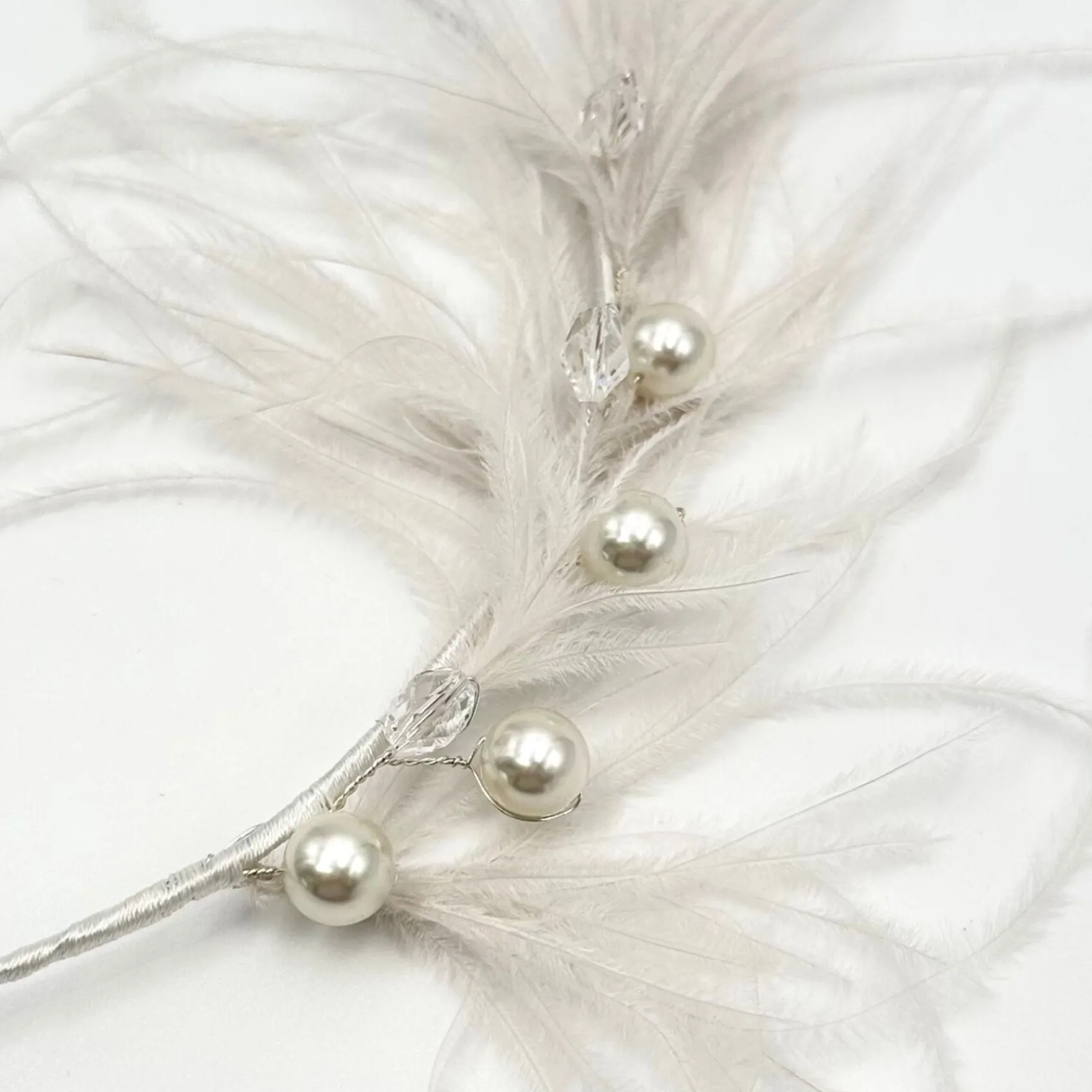 Beads & Beyond Vauderville Elfenbein Vintage Feder Stirnband* Vintage-kopfbedeckungen | Silberne Haar-accessoires