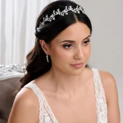 Lace & Favour Venito Silber Kristall Blätter Hochzeit Stirnband* Abschlussball-haarbänder & Tiaras | Haarschmuck Aus Kristall