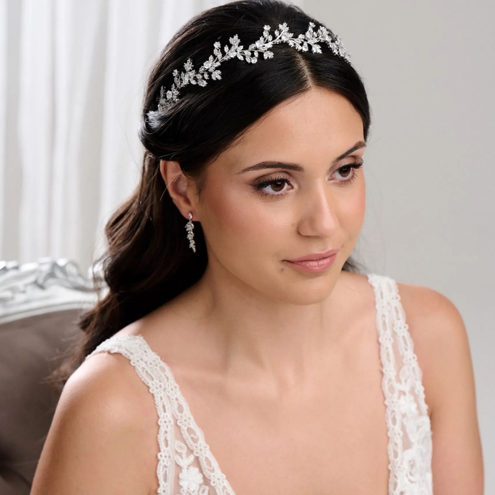 Lace & Favour Venito Silber Kristall Blätter Hochzeit Stirnband* Abschlussball-haarbänder & Tiaras | Haarschmuck Aus Kristall