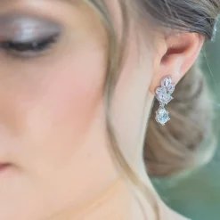 Lace & Favour Vintage-Ohrringe für Hochzeiten mit Kristallsteinen (Silber)* Silberner Abschlussball-schmuck | Abschlussball-ohrringe