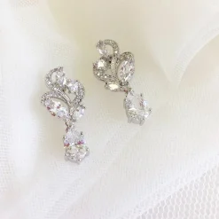 Lace & Favour Vintage-Ohrringe für Hochzeiten mit Kristallsteinen (Silber)* Silberner Abschlussball-schmuck | Abschlussball-ohrringe