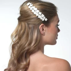 Poirier Violett Elfenbein Porzellan Blume Braut Haar Kamm* Gold-haar-accessoires | Hochzeit Kopfbedeckungen