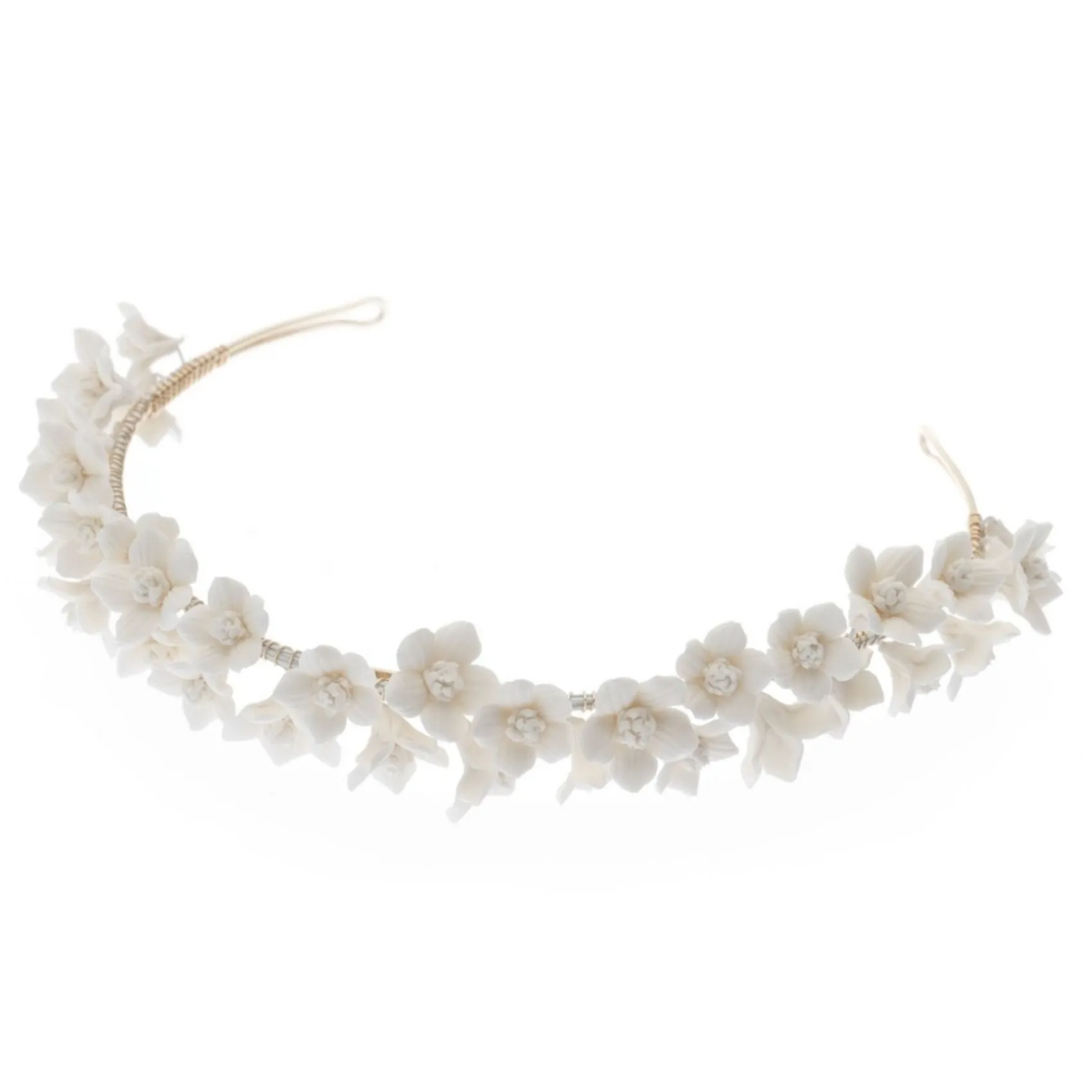 Poirier Violett Elfenbein Porzellan Blume Stirnband* Gold-haar-accessoires | Hochzeit Kopfbedeckungen