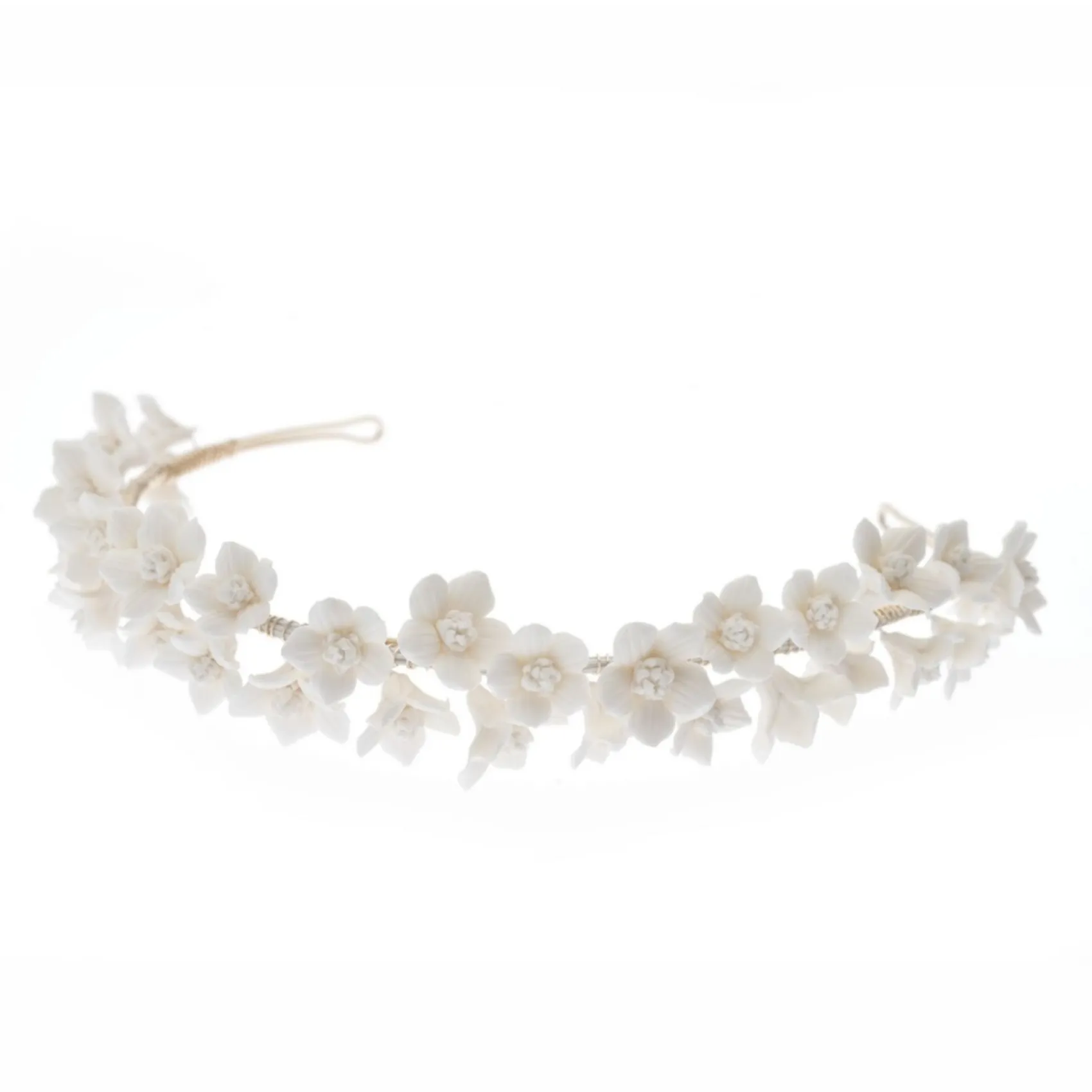 Poirier Violett Elfenbein Porzellan Blume Stirnband* Gold-haar-accessoires | Hochzeit Kopfbedeckungen