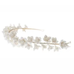 Poirier Violett Elfenbein Porzellan Blume Stirnband* Gold-haar-accessoires | Hochzeit Kopfbedeckungen