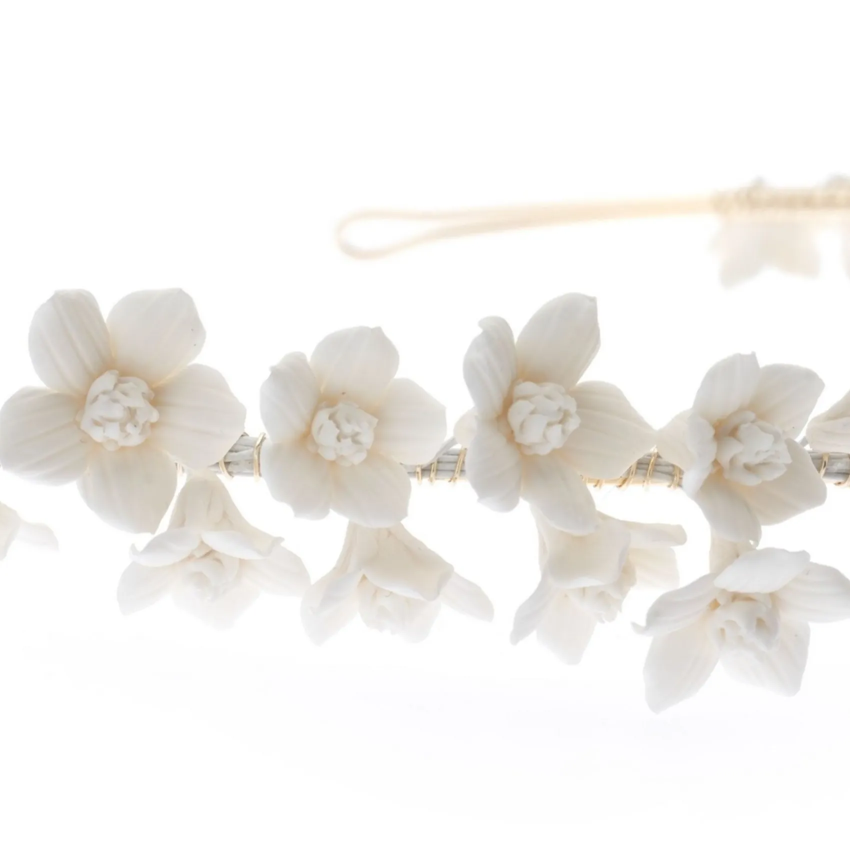 Poirier Violett Elfenbein Porzellan Blume Stirnband* Gold-haar-accessoires | Hochzeit Kopfbedeckungen