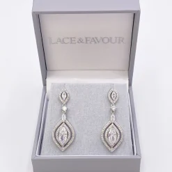 Lace & Favour Wallace Vintage inspirierte Cubic Zirkonia Tropfen Ohrringe* Silberner Abschlussball-schmuck | Abschlussball-ohrringe