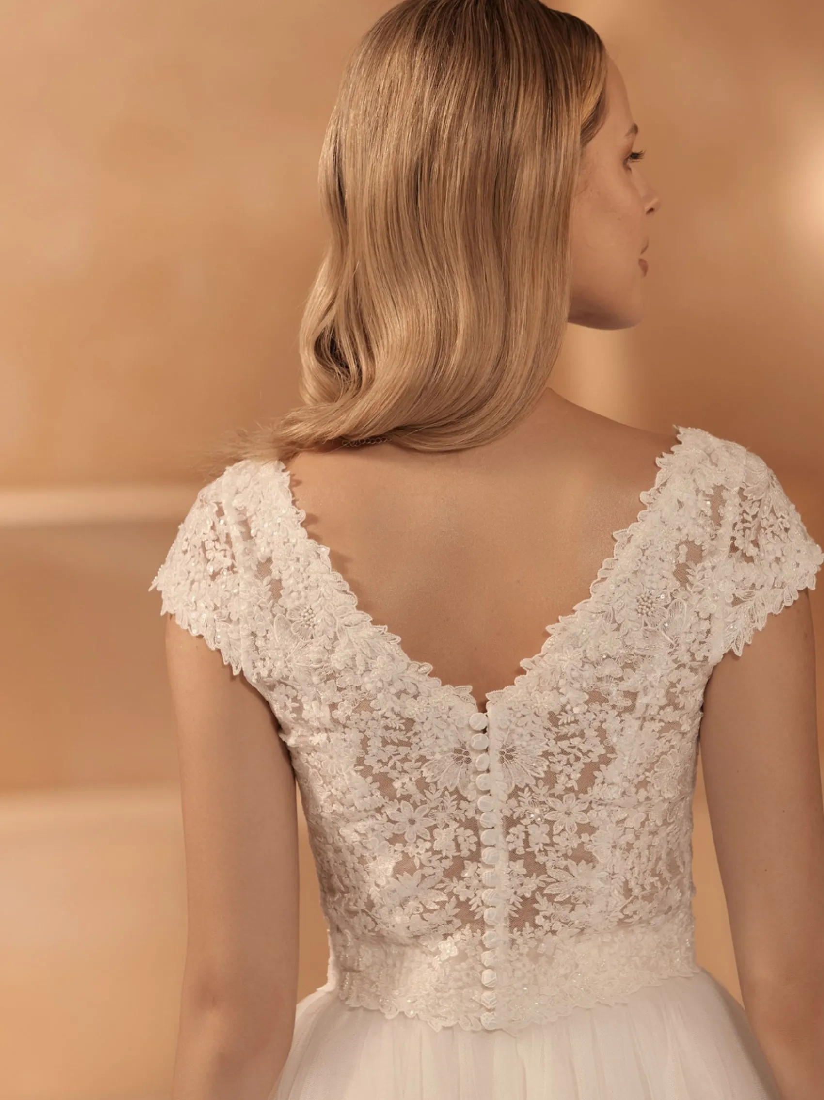 Bianco Evento Weiß Elfenbein Pailletten Spitze V-Ausschnitt Braut Top E434* Braut-oberteile