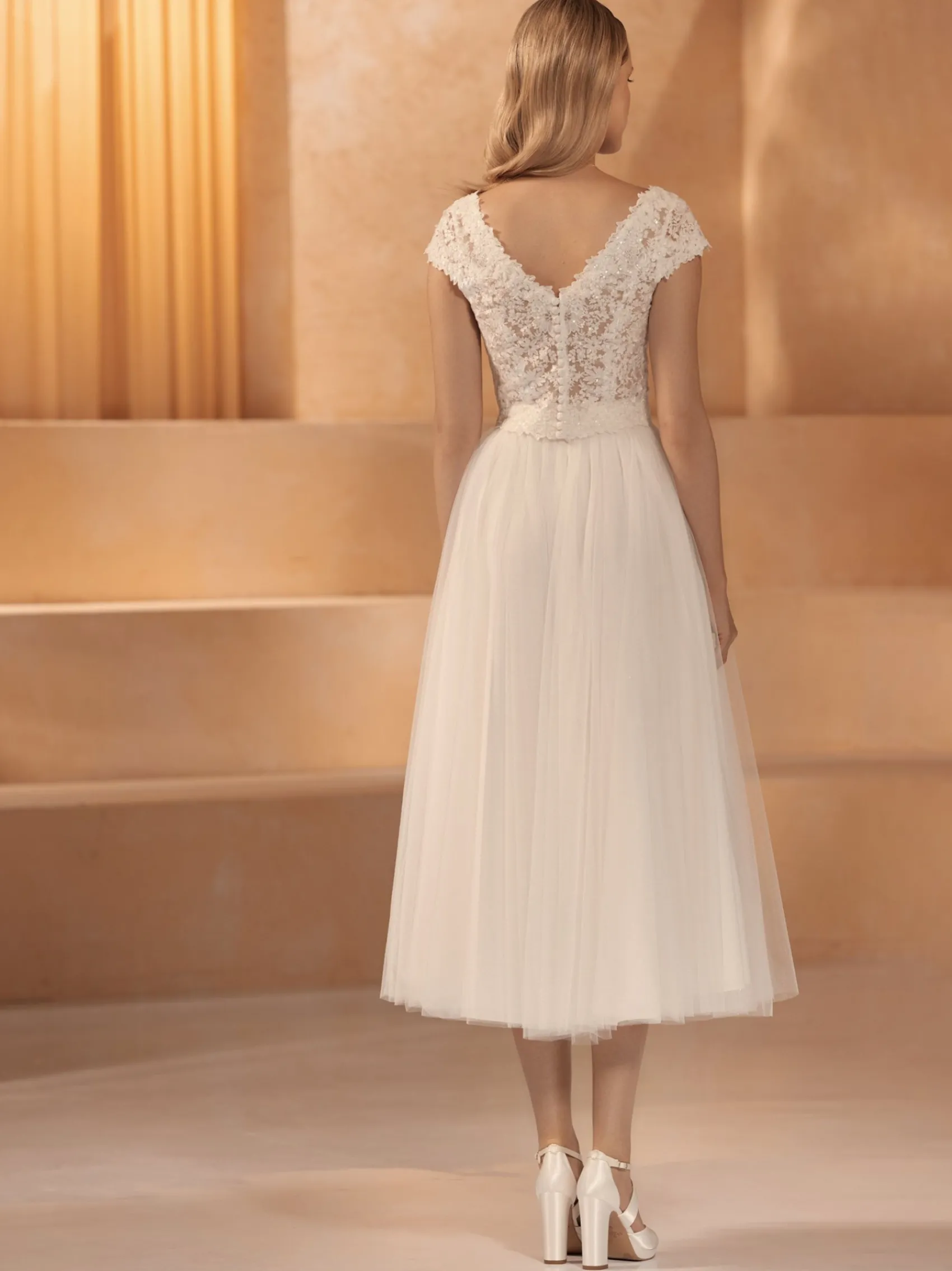 Bianco Evento Weiß Elfenbein Pailletten Spitze V-Ausschnitt Braut Top E434* Braut-oberteile