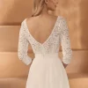 Bianco Evento Weiß Elfenbein Spitze 3/4 Ärmel Braut Bodysuit E438* Braut-oberteile