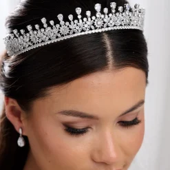 Lace & Favour Windsor kubischer Zirkon Kristall Hochzeit Tiara* Vintage-kopfbedeckungen | Haarschmuck Aus Kristall