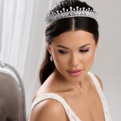 Lace & Favour Windsor kubischer Zirkon Kristall Hochzeit Tiara* Vintage-kopfbedeckungen | Haarschmuck Aus Kristall