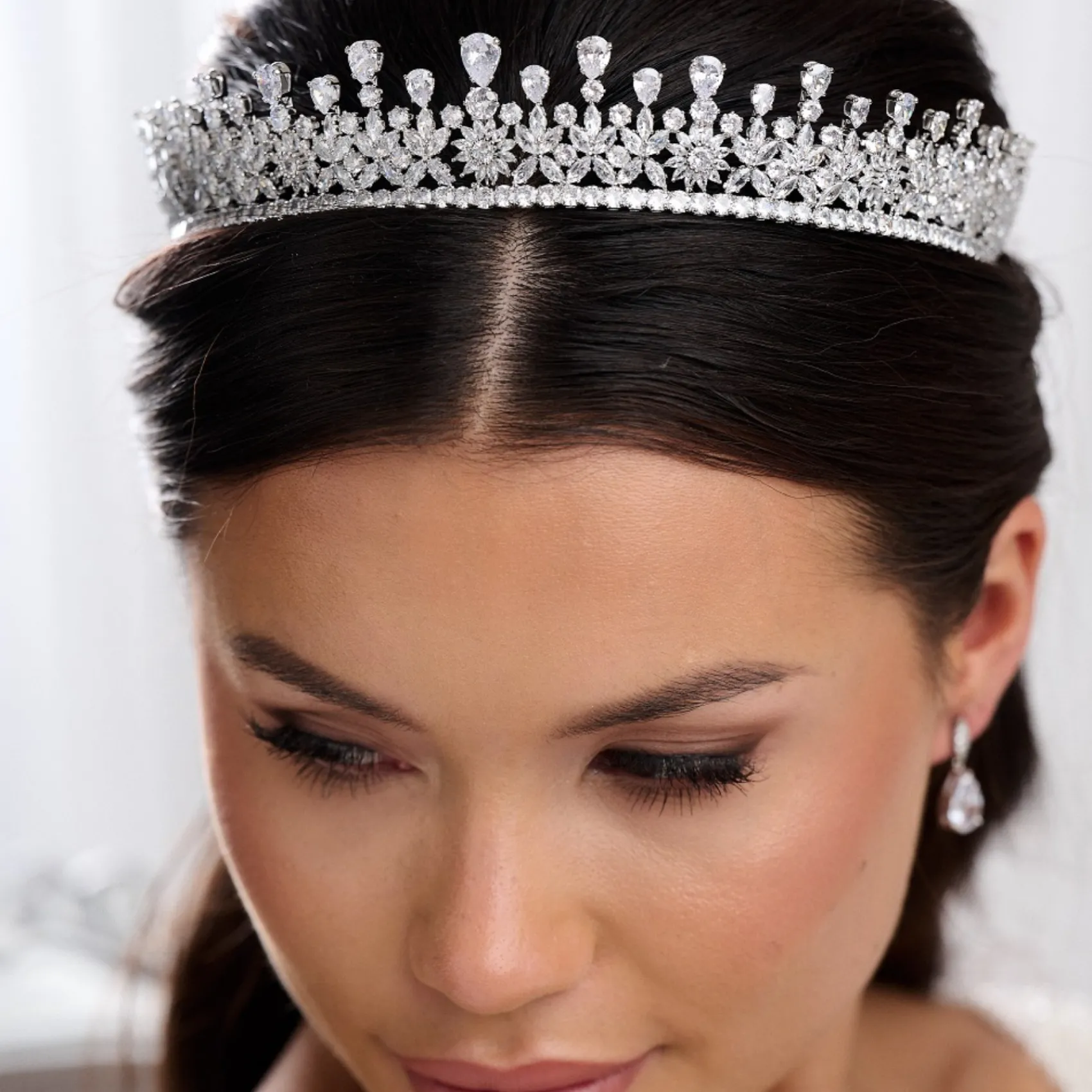 Lace & Favour Windsor kubischer Zirkon Kristall Hochzeit Tiara* Vintage-kopfbedeckungen | Haarschmuck Aus Kristall