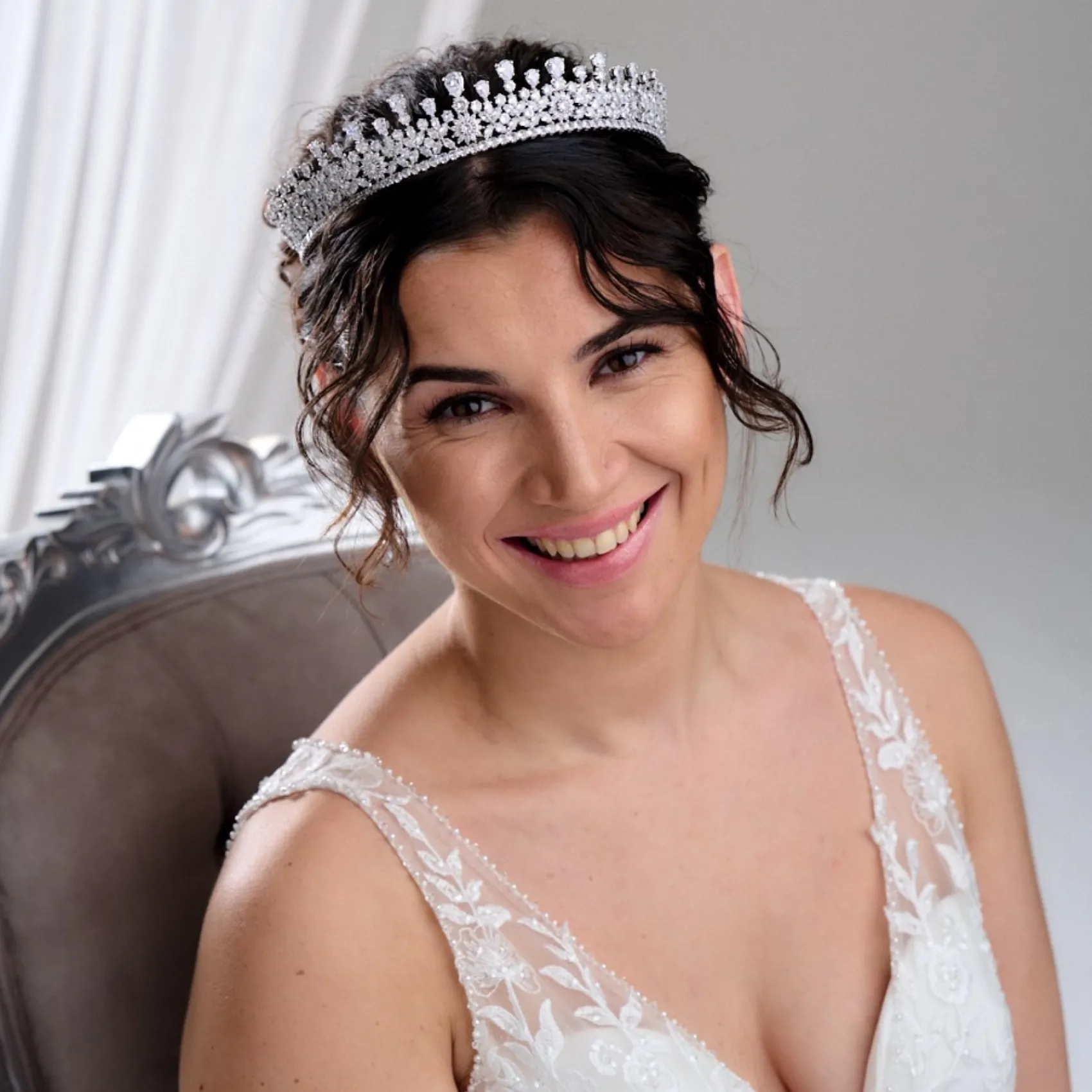 Lace & Favour Windsor kubischer Zirkon Kristall Hochzeit Tiara* Vintage-kopfbedeckungen | Haarschmuck Aus Kristall