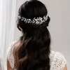 Lace & Favour Woodland Dream Silberne Blätter und Süßwasserperlen Haarstrang* Perlen-haarschmuck | Silberne Haar-accessoires