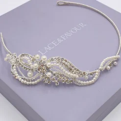 Twilight Designs Yvette Vintage Diamante und Perle Seite Stirnband* Vintage-kopfbedeckungen | Perlen-haarschmuck