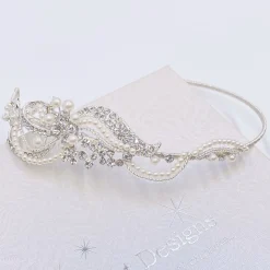 Twilight Designs Yvette Vintage Diamante und Perle Seite Stirnband* Vintage-kopfbedeckungen | Perlen-haarschmuck