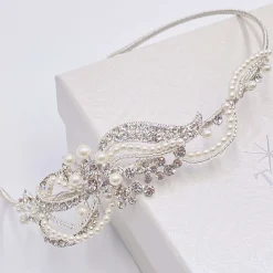 Twilight Designs Yvette Vintage Diamante und Perle Seite Stirnband* Vintage-kopfbedeckungen | Perlen-haarschmuck